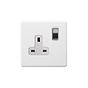 Soho Lighting Primed Paintable 1 Gang Socket 13A Double Pole with Brushed Chrome Switch and White Insert
