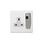 Soho Lighting Primed Paintable 1 Gang Socket 13A Double Pole with Brushed Chrome Switch and White Insert