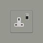 Soho Lighting Primed Paintable 1 Gang Socket 13A Double Pole with Brushed Chrome Switch and White Insert