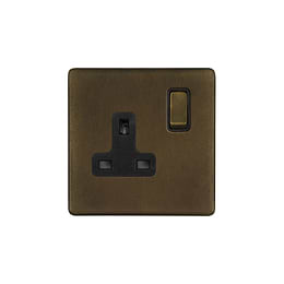 Vintage Brass 13A 1 Gang Socket
