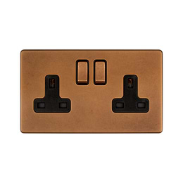 Antique Copper 13A 2 Gang Socket
