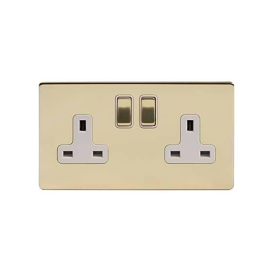 Soho Lighting Brushed Brass 13A 2 Gang Switched Socket