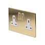 Soho Lighting Brushed Brass & White Insert 2 Gang Socket Double Pole 13A