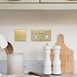Soho Lighting Brushed Brass & White Insert 2 Gang Socket Double Pole 13A