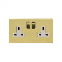 Soho Lighting Brushed Brass 13A 2 Gang Switched Socket