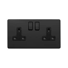 Matt Black 2 Gang Socket