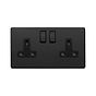 Soho Lighting Matt Black 13A 2 Gang Socket Double Pole Black Inserts