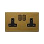 Soho Lighting Old Brass 2 Gang Double Pole Socket 13A