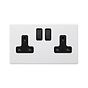 Soho Lighting Primed Paintable 2 Gang Socket 13A Double Pole with with Matt Black Switch