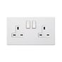 Soho Lighting Primed Paintable 2 Gang Socket 13A Double Pole with with White Switch