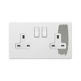 Soho Lighting Primed Paintable 2 Gang Socket 13A Double Pole with with White Switch