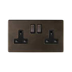 Vintage Brass 13A 2 Gang Socket