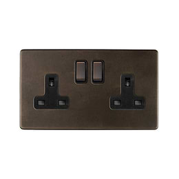 Vintage Brass 13A 2 Gang Socket