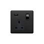 Soho Lighting Matt Black 1 Gang 13A SP Socket with USB-A 2.1A 