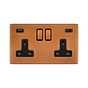 Soho Lighting Antique Copper 2 Gang USB A+C Socket (13A Socket + 2 USB Ports A+C 3.1A)
