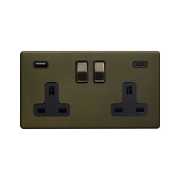 Bronze 2 Gang USB C Socket