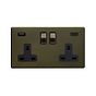 Soho Lighting Bronze 2 Gang USB  A+C Socket (13A Socket + 2 USB Ports A+C 3.1A) 