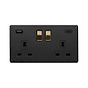 Soho Fusion Matt Black & Brushed Brass 2 Gang USB  A&C Socket (13A Socket + 2 USB Ports A&C 3.1A)