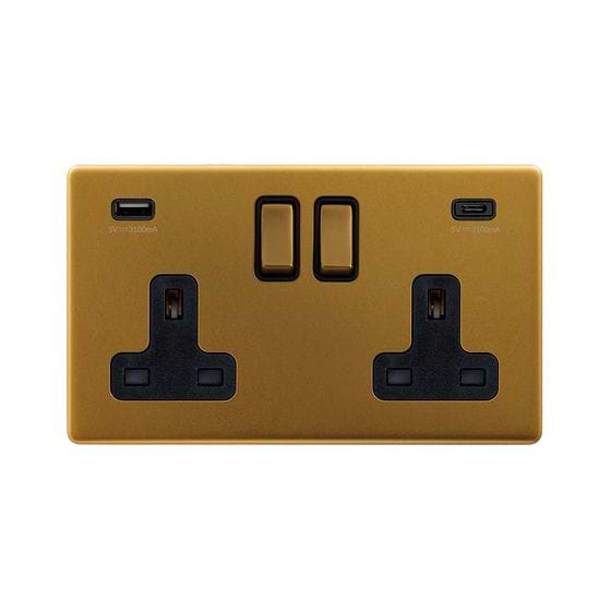 Brass USB A + C Socket