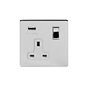 Soho Lighting Polished Chrome 13A 1 Gang DP USB Switched Socket (USB Output 2.1amp) Wht Ins Screwless