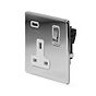 Soho Lighting Polished Chrome 1 Gang 13A DP Socket with USB-A 2.1A