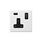 Soho Lighting Primed Paintable 13A 1 Gang Double Pole Switched USB Socket (USB Output 2.1amp) with Matt Black Switch