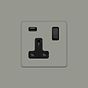Soho Lighting Primed Paintable 13A 1 Gang Double Pole Switched USB Socket (USB Output 2.1amp) with Matt Black Switch