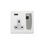 Soho Lighting Primed Paintable 1 Gang Socket 13A Double Pole with Brushed Chrome Switch and White Insert