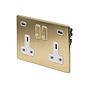 Soho Lighting Brushed Brass 2 Gang 13A DP Socket with 2 x USB-A 4.8A