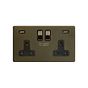 Soho Lighting Bronze 2 Gang 13A DP Socket with 2 x USB-A 4.8A