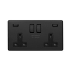 Matt Black 2 Gang usb socket