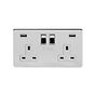 Soho Lighting Polished Chrome 13A 2 Gang DP USB Switched Socket (USB Output 4.8amp) Wht Ins Screwless