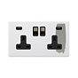 Soho Lighting Primed Paintable 13A 2 Gang DP Fast Charge 4.8amp USB Socket with Antique Brass Switch