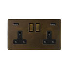 Vintage Brass Bulkhead USB Socke
