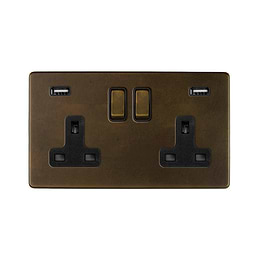 Vintage Brass Bulkhead USB Socke

