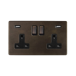 Vintage Brass Bulkhead USB Socke