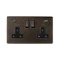 Soho Lighting Vintage Brass 2 Gang 13A DP Socket with 2 x USB-A 4.8A