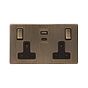 Antique Brass 2 Gang USB C Socket
