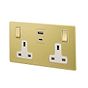 Soho Lighting Brushed Brass with White Insert 13A 2 Gang Super Fast Charge 45W USB A+C Socket