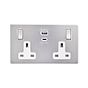 Soho Lighting Brushed Chrome with White Insert 13A 2 Gang Super Fast Charge 45W USB A+C Socket