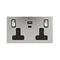 Soho Lighting Polished Chrome with Black Insert 13A 2 Gang Super Fast Charge 45W USB A+C Socket