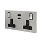 Soho Lighting Polished Chrome with Black Insert 13A 2 Gang Super Fast Charge 45W USB A+C Socket