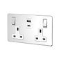 Soho Lighting Polished Chrome with White Insert 13A 2 Gang Super Fast Charge 45W USB A+C Socket