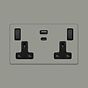 Soho Lighting Primed Paintable 13A 2 Gang Super Fast Charge 45W USB A+C Socket with Matt Black Switch