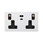 Soho Lighting Primed Paintable 13A 2 Gang Super Fast Charge 45W USB A+C Socket with Antique Brass Switch