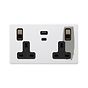 Soho Lighting Primed Paintable 13A 2 Gang Super Fast Charge 45W USB A+C Socket with Antique Brass Switch