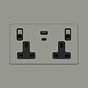 Soho Lighting Primed Paintable 13A 2 Gang Super Fast Charge 45W USB A+C Socket with Antique Brass Switch