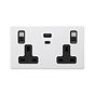 Soho Lighting Primed Paintable 13A 2 Gang Super Fast Charge 45W USB A+C Socket with Brushed Chrome Switch and Black Insert