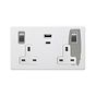Soho Lighting Primed Paintable 13A 2 Gang Super Fast Charge 45W USB A+C Socket with Brushed Chrome Switch and White Insert