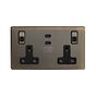 Soho Lighting Antique Brass 2 Gang 65W USB C+C Socket (13A Socket + 2 USB C Ports) 
